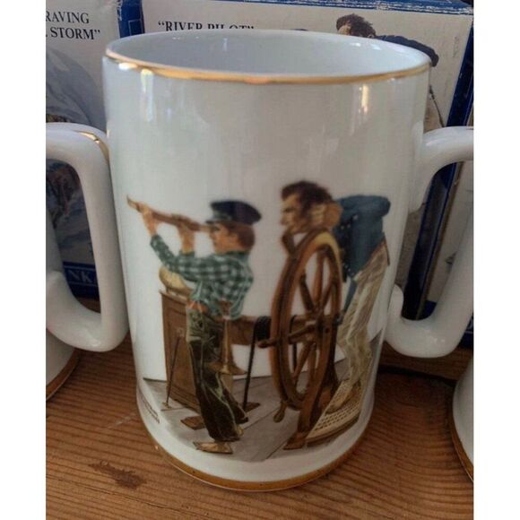 Norman Rockwell coffee cups Seafarers Collection Long John Silver's Porcelain Ta - Picture 9 of 10
